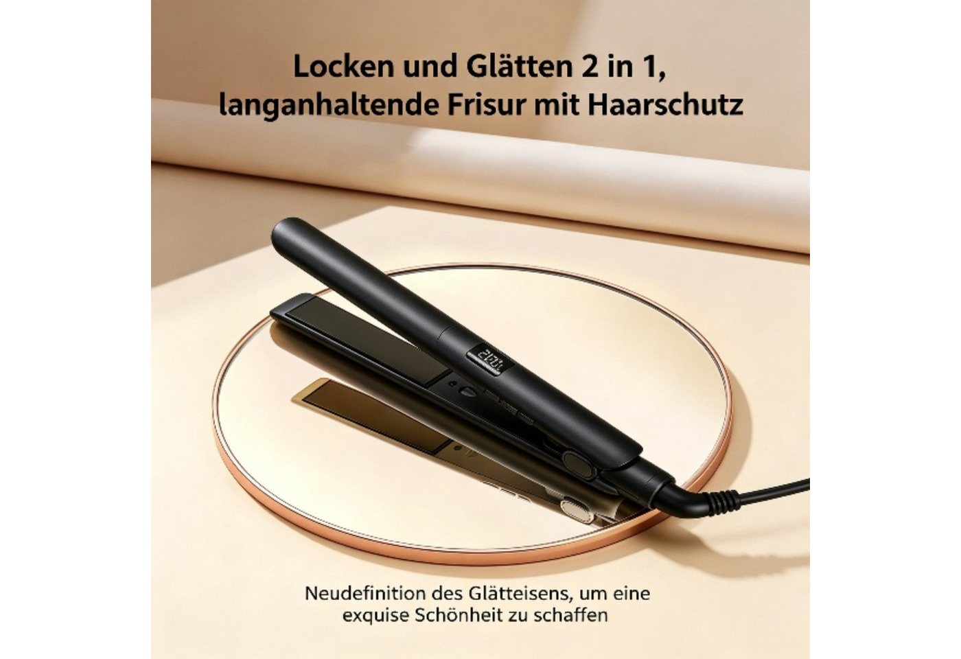 ibettertec Glätteisen Professionelles haarglätter mit 4 Temperaturregelung, Keramikbeschichtung, LCD Display,360° Drehkabel, Kompaktes Design, mit automatischem Schloss Bild 5