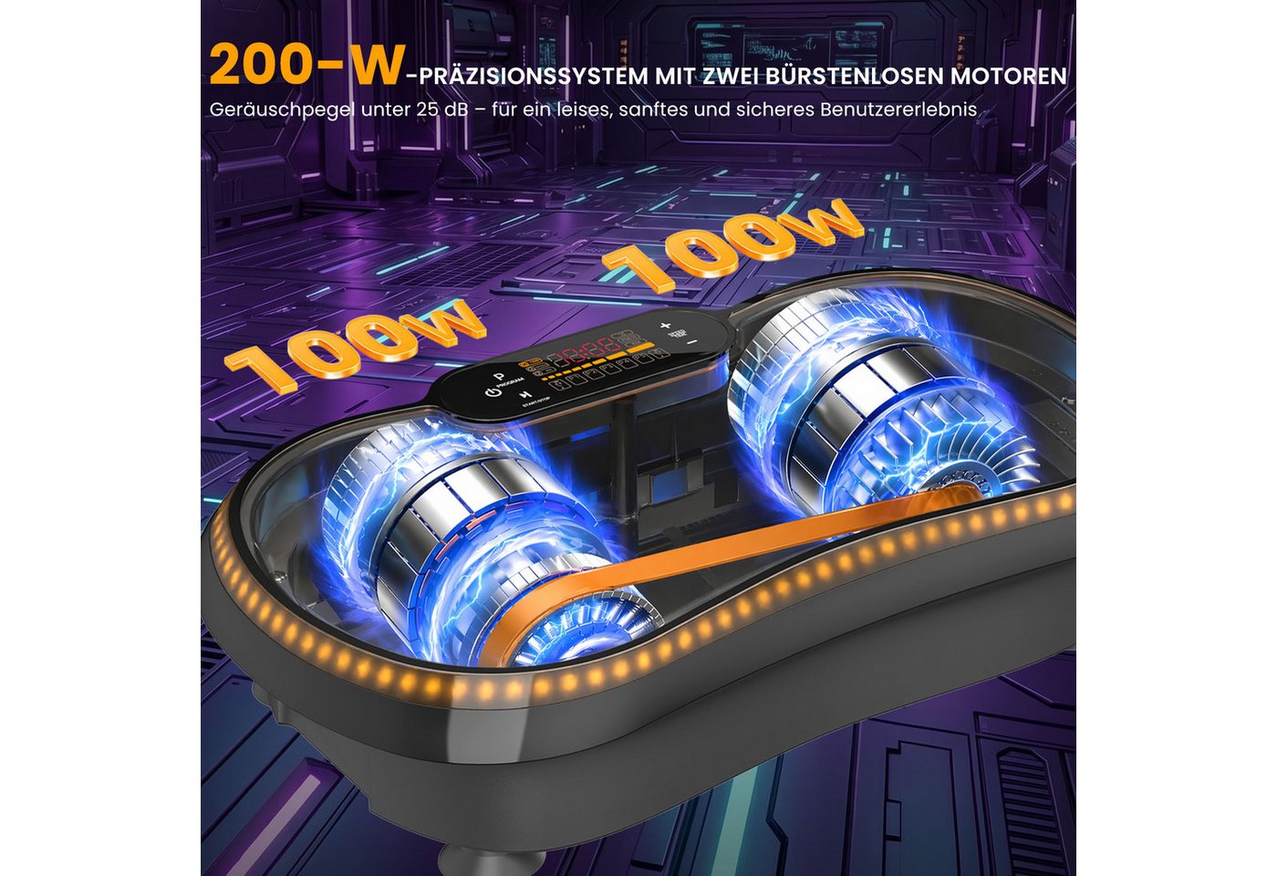Dskeuzeew Vibrationsplatte Vibrationsplattform mit bürstenloser Motor 200 W - 9 LED-Leuchten, 200 W, 200 Intensitätsstufen, (Set, Tragkraft 150 kg - inkl. Trainingsbänder), Mit Springseil und robustem Trainingsband Bild 2