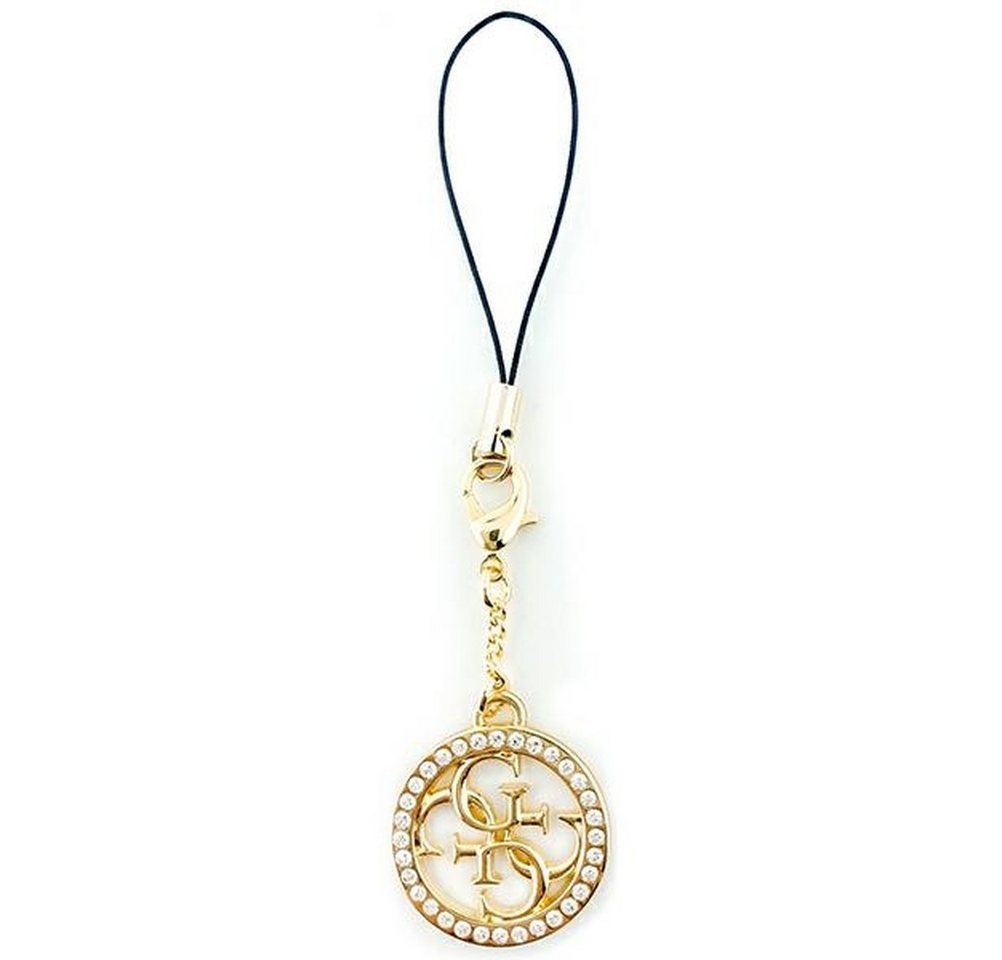Guess Handykette Anhänger Handy-Anhänger Strass Kette goldfarbig Metall