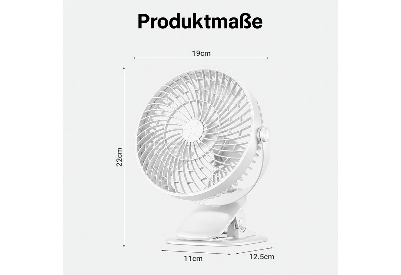 MOPUEA Standventilator 360° Drehbar Klemm-Ventilator Luftzirkulationsventilator USB, Tischventilator 3 Windstufen Standventilator Luftzirkulation Leise Bild 2