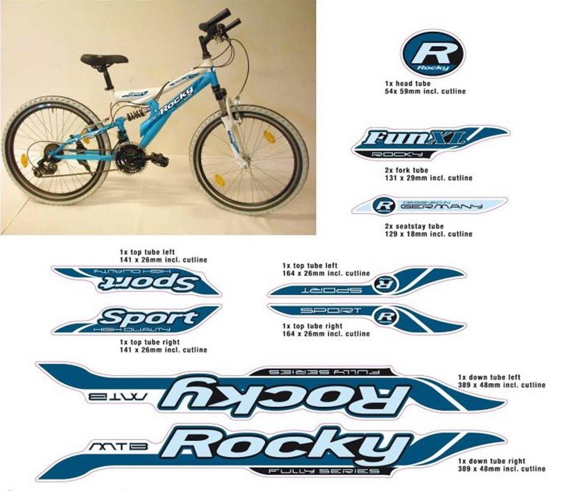 Non-Branded Fahrradrahmen Fahrrad DEKOR Satz ROCKY MTB Rahmen Frame Decal Sticker 11 teilig