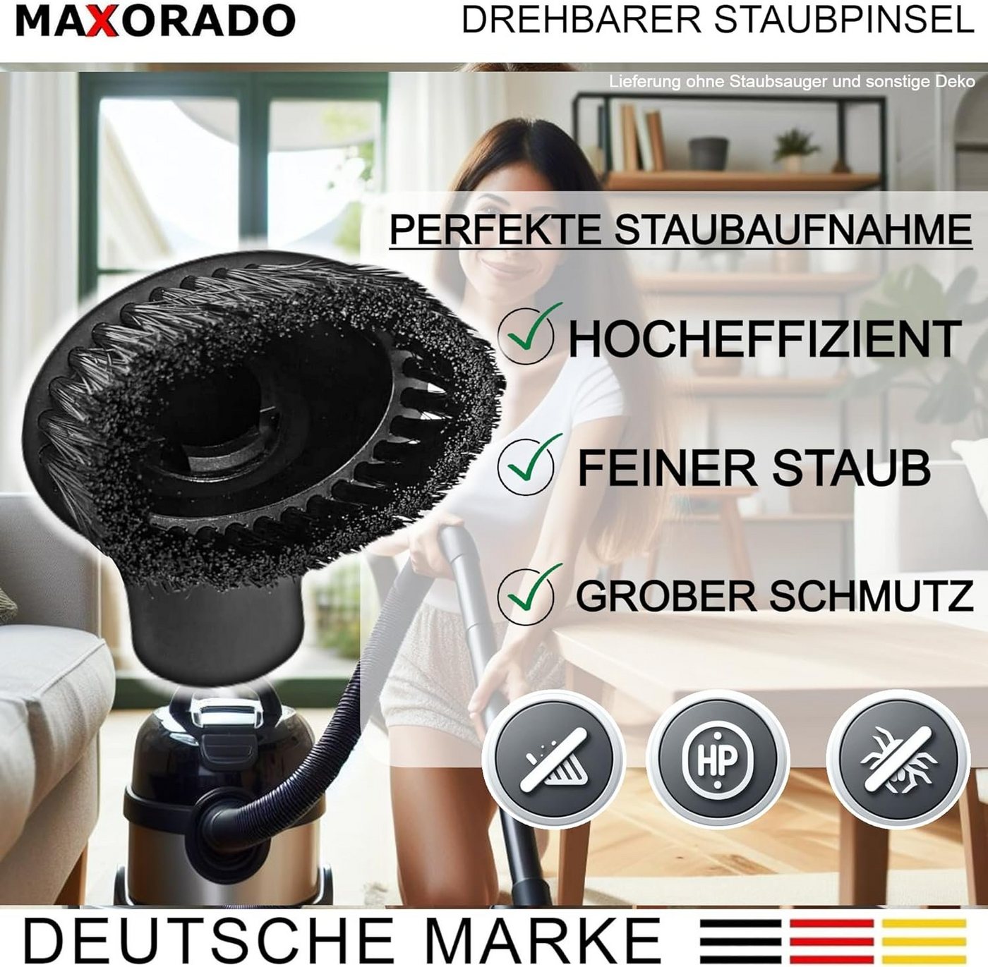 Maxorado Möbelpinsel 35mm Staubpinsel Staubsauger Düse für Miele Kärcher Bosch Möbelpinsel, Zubehör für Staubsauger wie Miele, Kärcher, Siemens, Einhell, (1-tlg), flexibel Bild 2