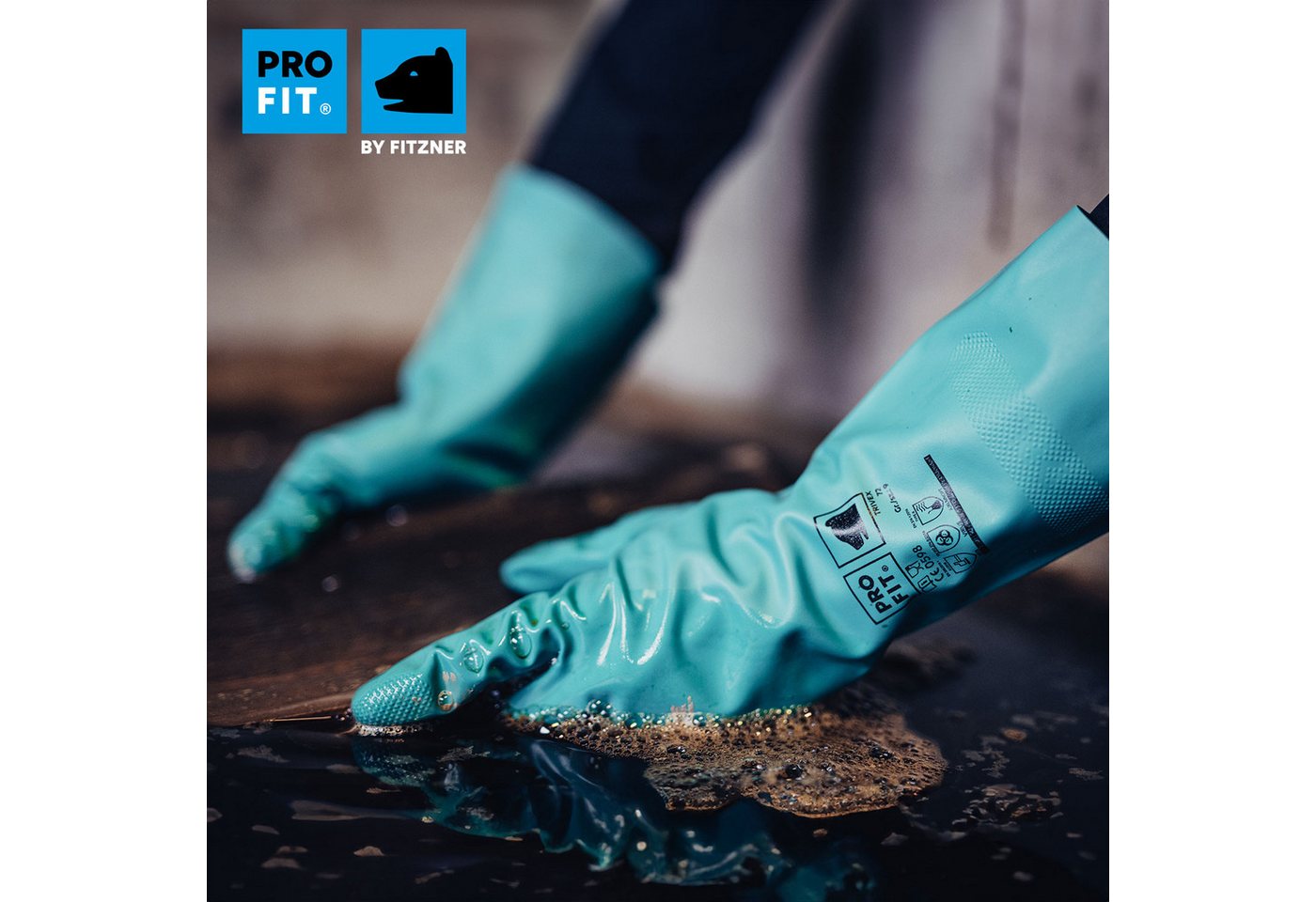 PRO FIT Nitril-Handschuhe Trivex Chemikalienschutzhandschuh, (12, Paar) guter Tragekomfort, sicherer Griff, sehr strapazierfähig Bild 4
