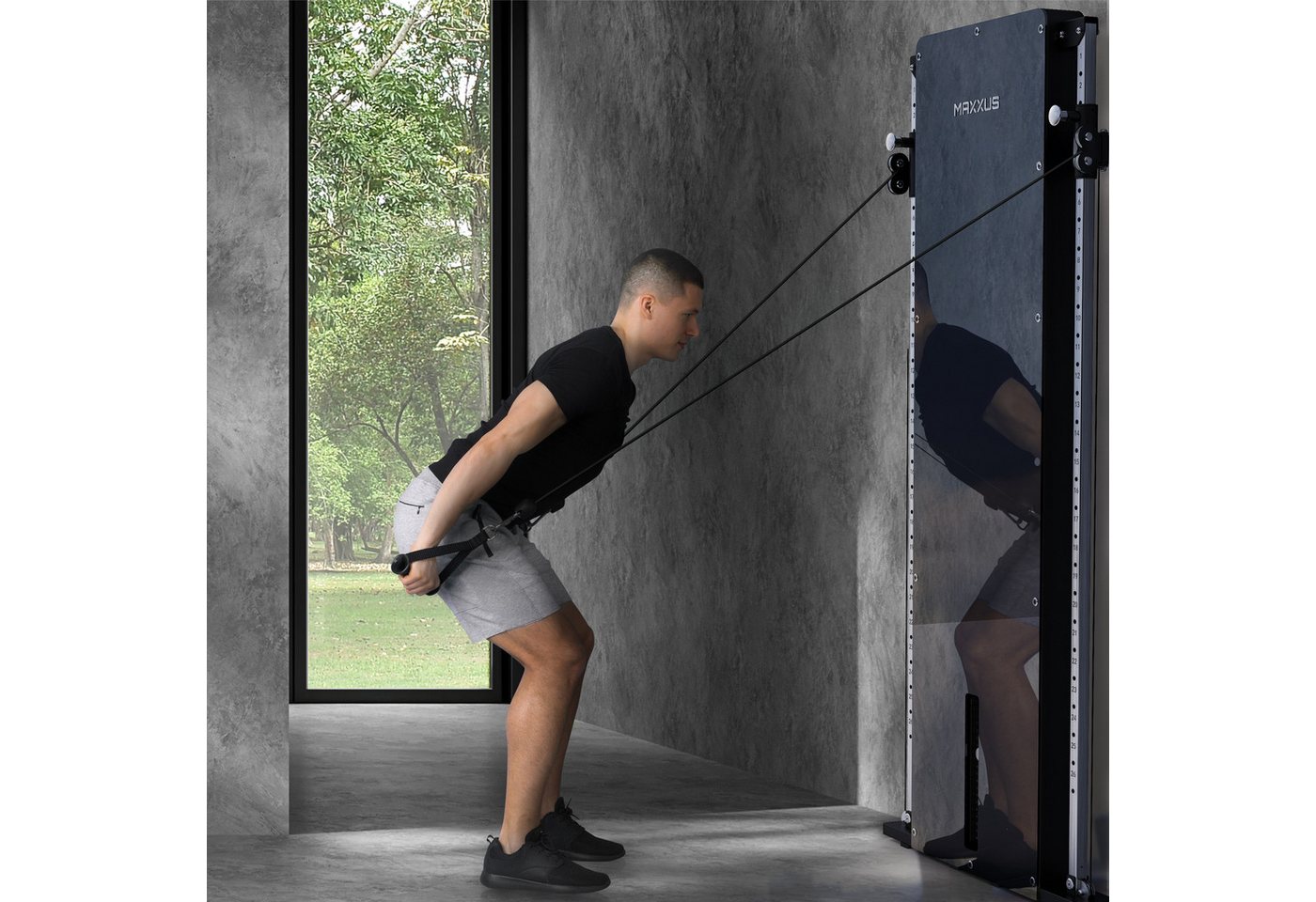 MAXXUS Kraftstation SmartGym H1 - Seilzug Turm, Kabelzug, Fitnessgerät, Kabelzug - Station, (1-tlg), Latzugstation Zuhause, Wandmontage, Doppelzugeinheit, Gewichtsplatten Bild 2