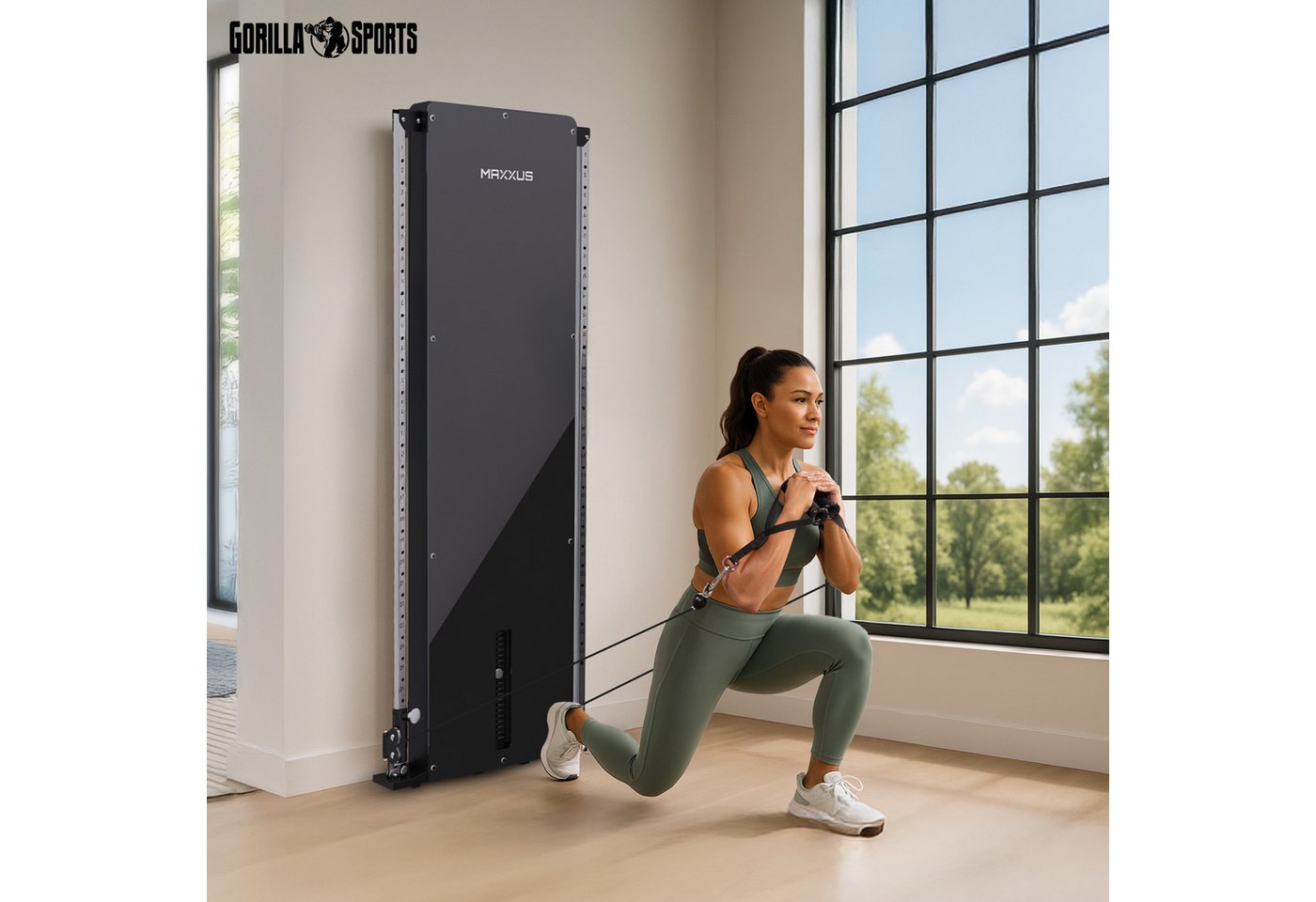 MAXXUS Kraftstation SmartGym H1 - Seilzug Turm, Kabelzug, Fitnessgerät, Kabelzug - Station, (1-tlg), Latzugstation Zuhause, Wandmontage, Doppelzugeinheit, Gewichtsplatten Bild 4