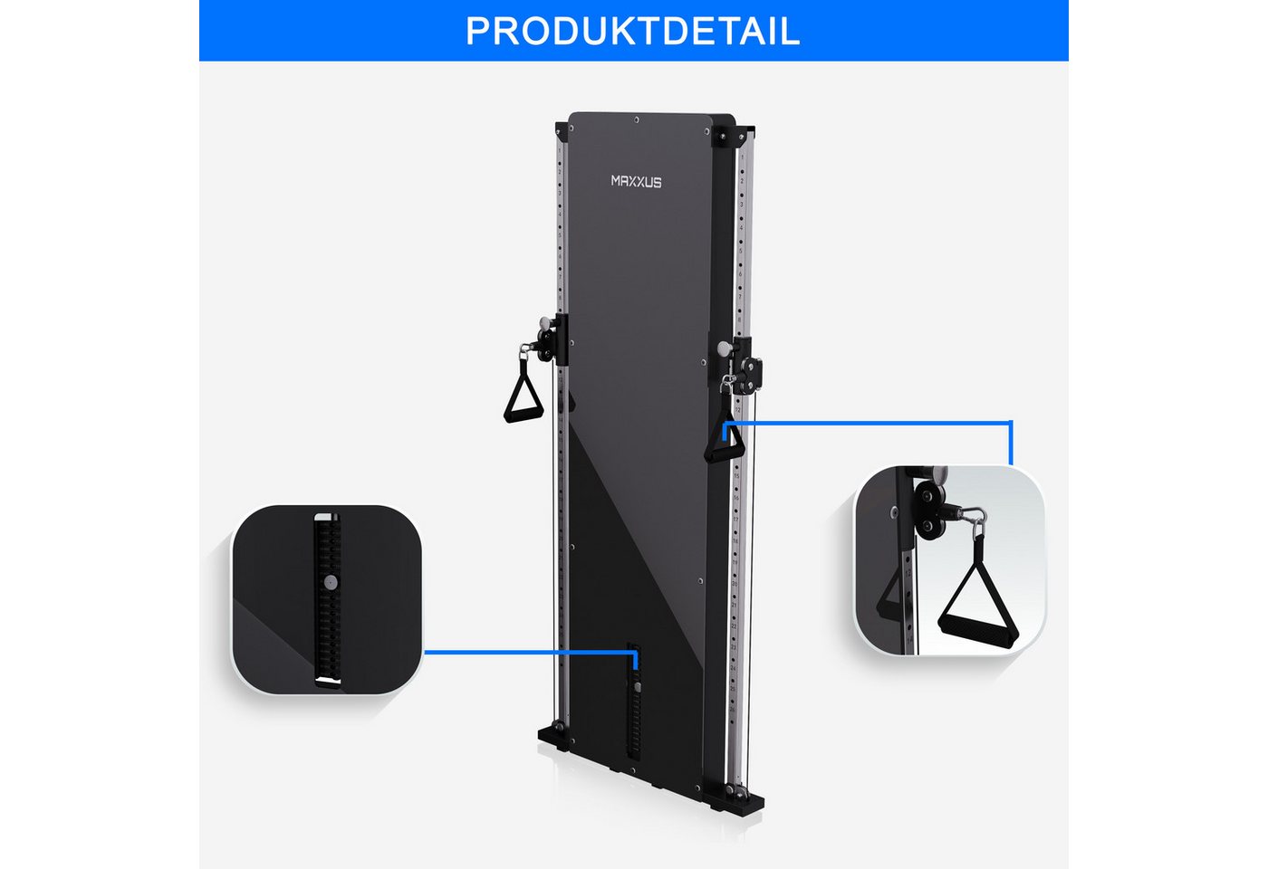 MAXXUS Kraftstation SmartGym H1 - Seilzug Turm, Kabelzug, Fitnessgerät, Kabelzug - Station, (1-tlg), Latzugstation Zuhause, Wandmontage, Doppelzugeinheit, Gewichtsplatten Bild 5