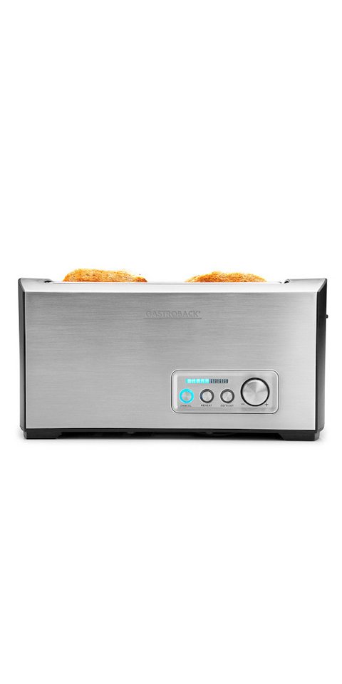 Gastroback Toaster, 4 kurze Schlitze, für 4 Scheiben, 1900 W, Mit extrabreiten Toastschächten auch für Hamburger-Brötchen und Bagel.