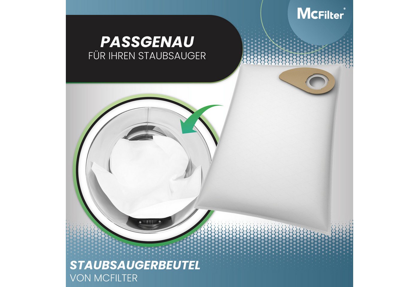 McFilter Staubsaugerbeutel 10 Stück oder 20 Stück, passend für Nilfisk Buddy II 12, II 18, II 18 Inox, 10 St., Pappdeckscheibe mit Dichtungsring
