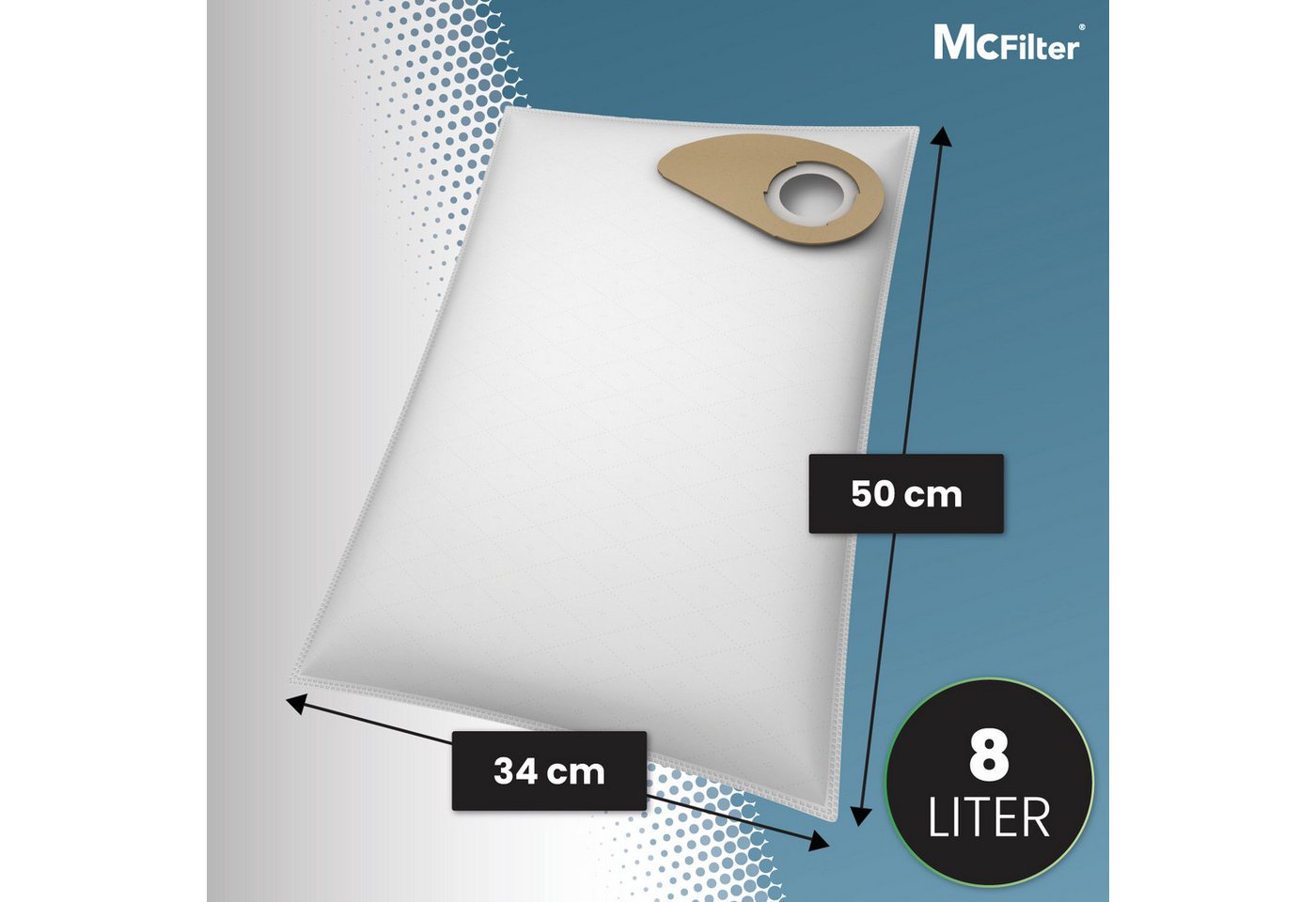 McFilter Staubsaugerbeutel 10 Stück oder 20 Stück, passend für Nilfisk Buddy II 12, II 18, II 18 Inox, 10 St., Pappdeckscheibe mit Dichtungsring Bild 5