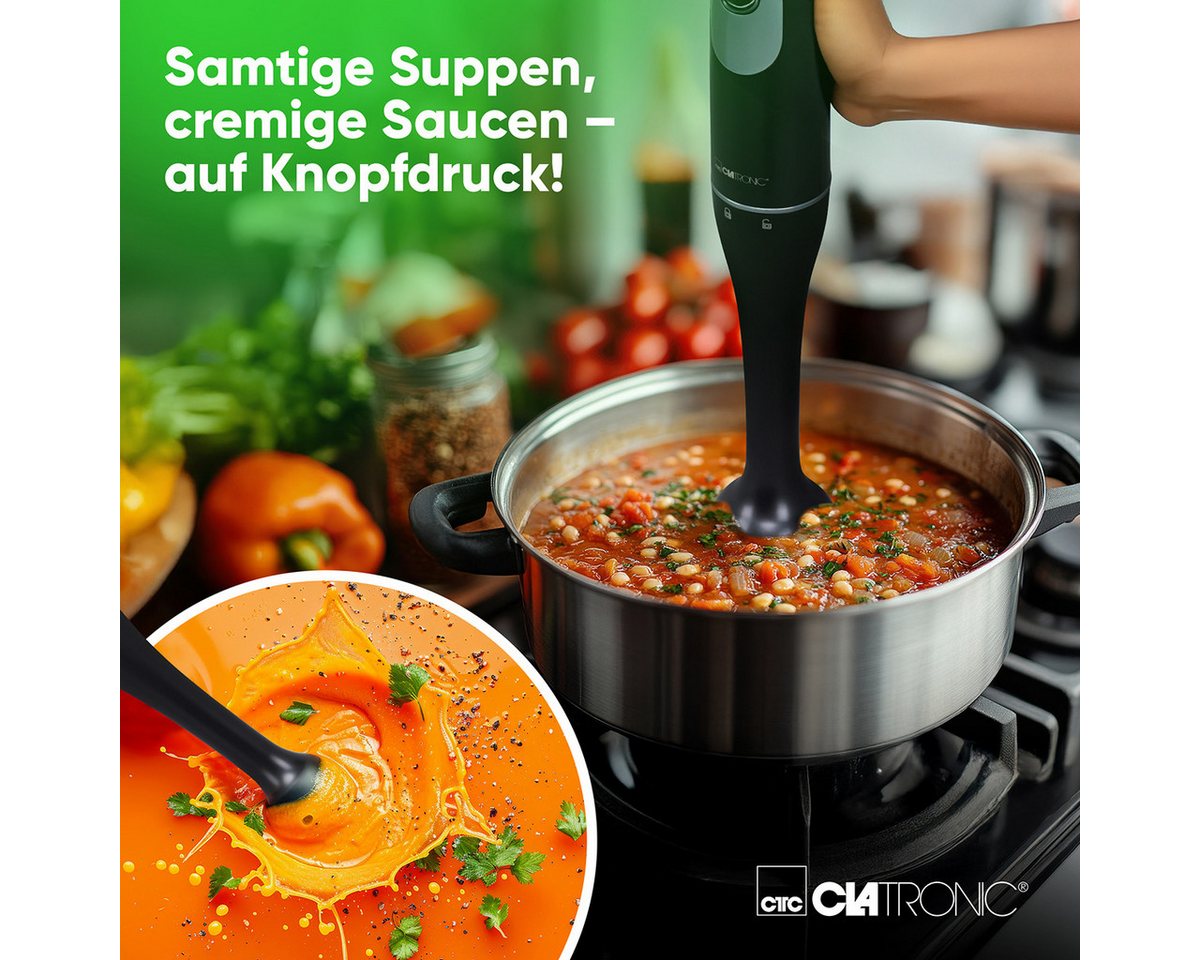 CLATRONIC Stabmixer SM 3824, Stabmixer für Smoothies und Shakes, Turbo-Mode