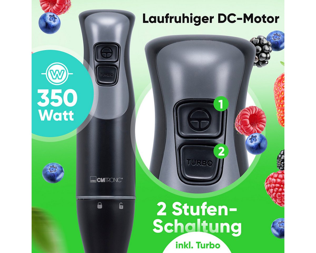 CLATRONIC Stabmixer SM 3824, Stabmixer für Smoothies und Shakes, Turbo-Mode Bild 3