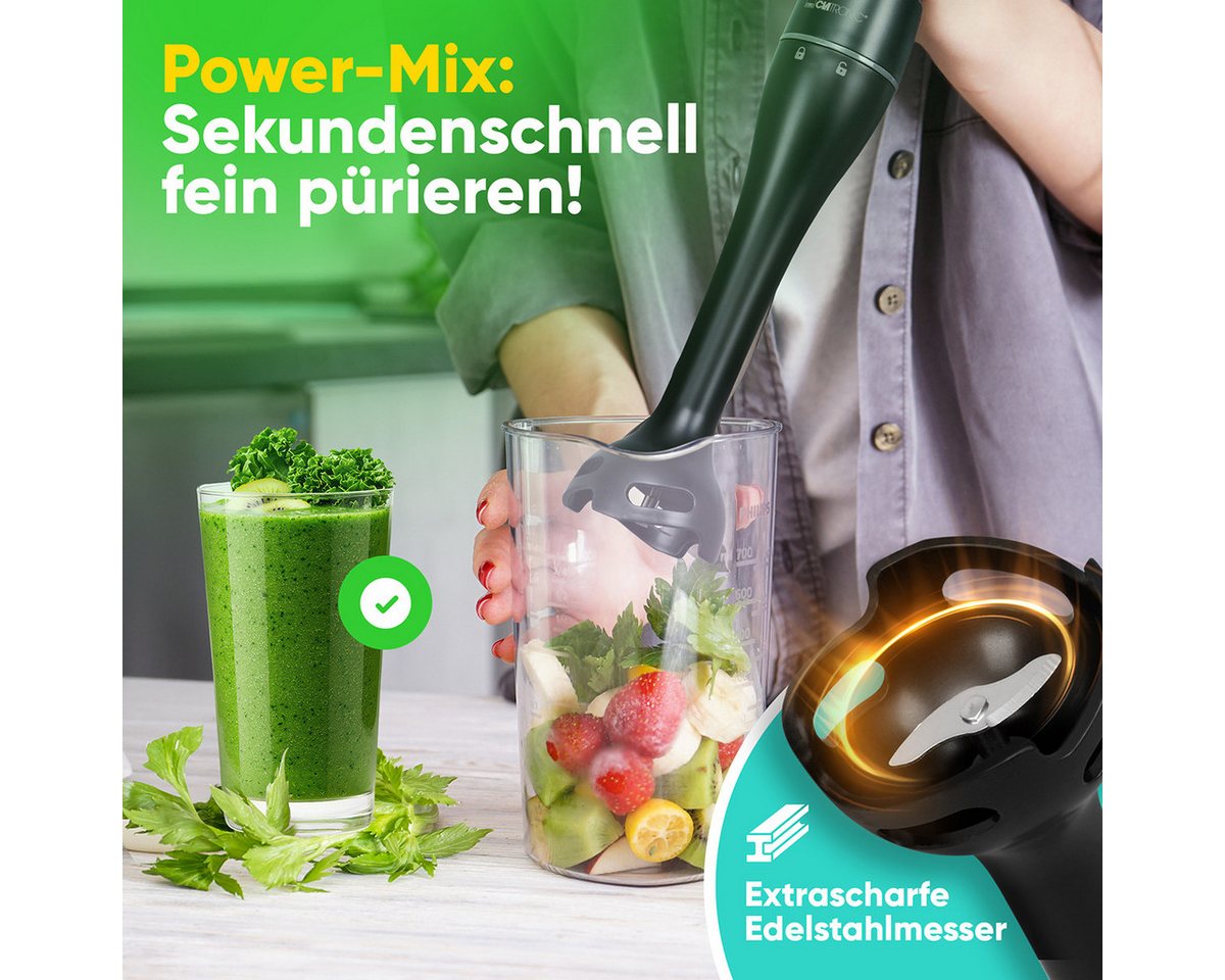 CLATRONIC Stabmixer SM 3824, Stabmixer für Smoothies und Shakes, Turbo-Mode Bild 4