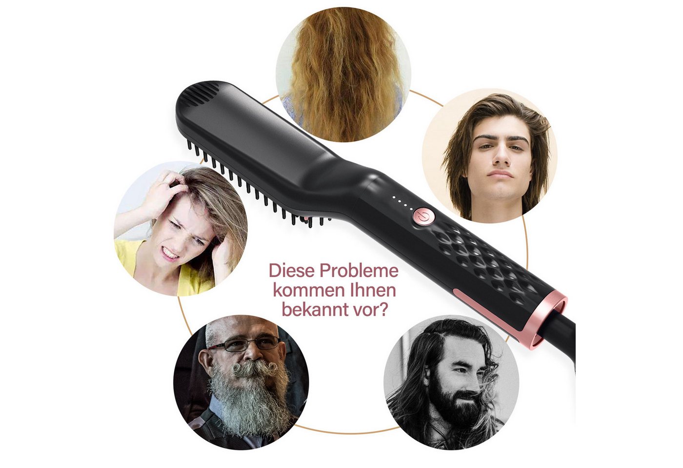 MOPUEA Multihaarstyler 3-in-1 Haarglätter und Bartglätter mit Ionentechnik für Männer, Ionentechnik, Keramikplatten, Schnellaufheizung, ergonomisches Design