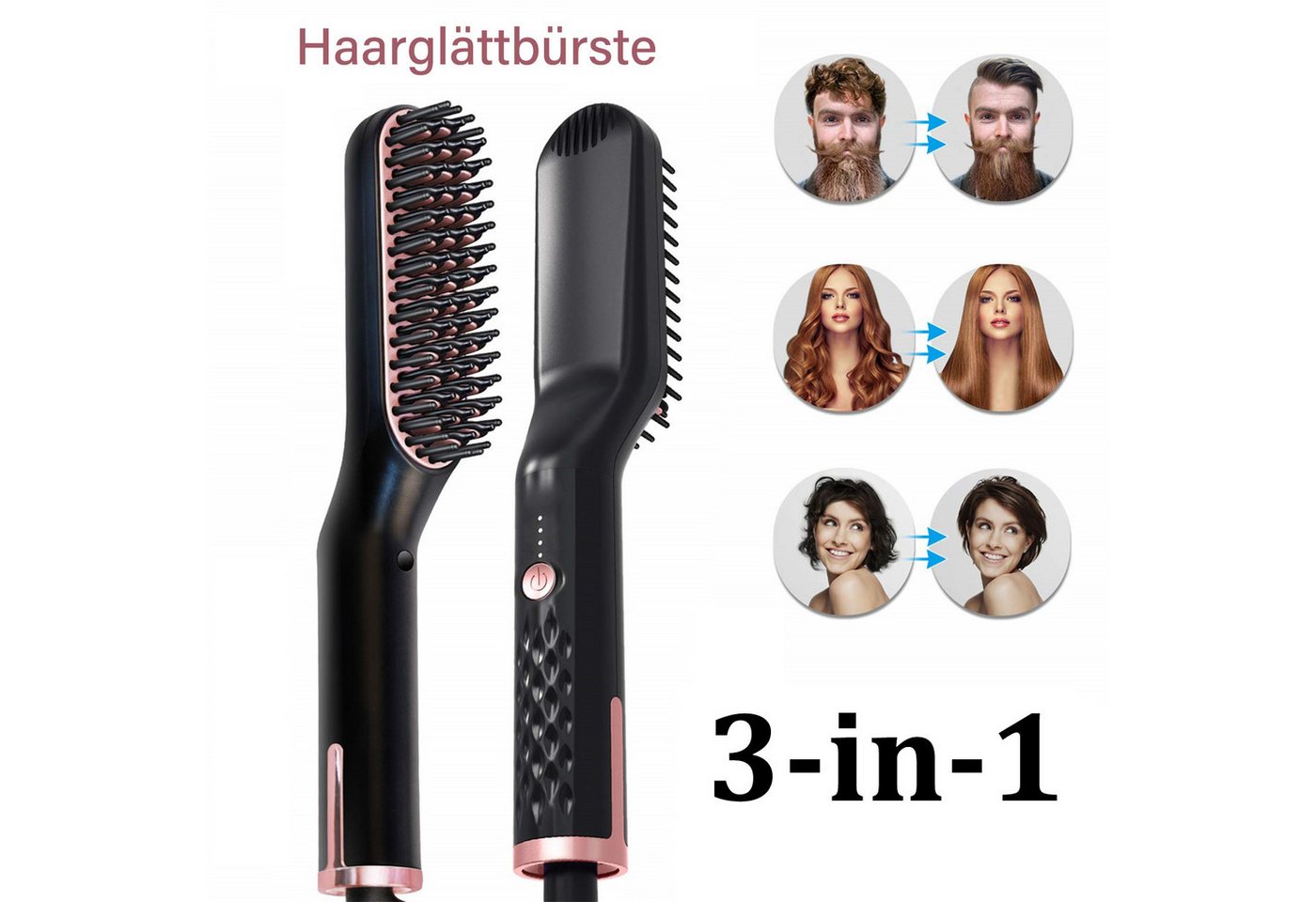 MOPUEA Multihaarstyler 3-in-1 Haarglätter und Bartglätter mit Ionentechnik für Männer, Ionentechnik, Keramikplatten, Schnellaufheizung, ergonomisches Design Bild 2