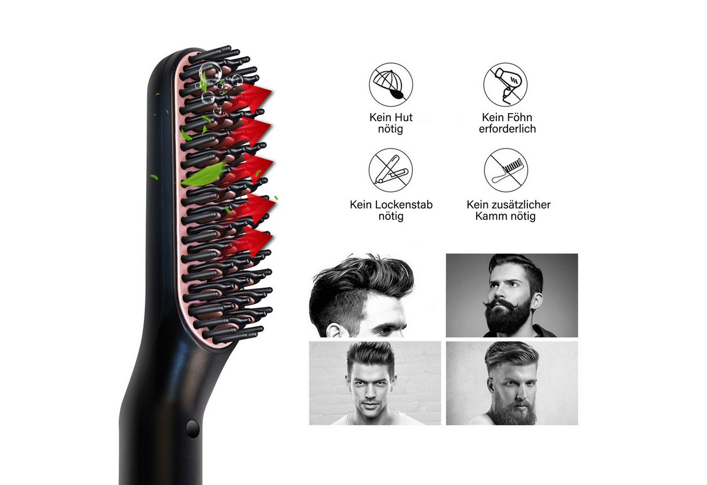 MOPUEA Multihaarstyler 3-in-1 Haarglätter und Bartglätter mit Ionentechnik für Männer, Ionentechnik, Keramikplatten, Schnellaufheizung, ergonomisches Design Bild 3