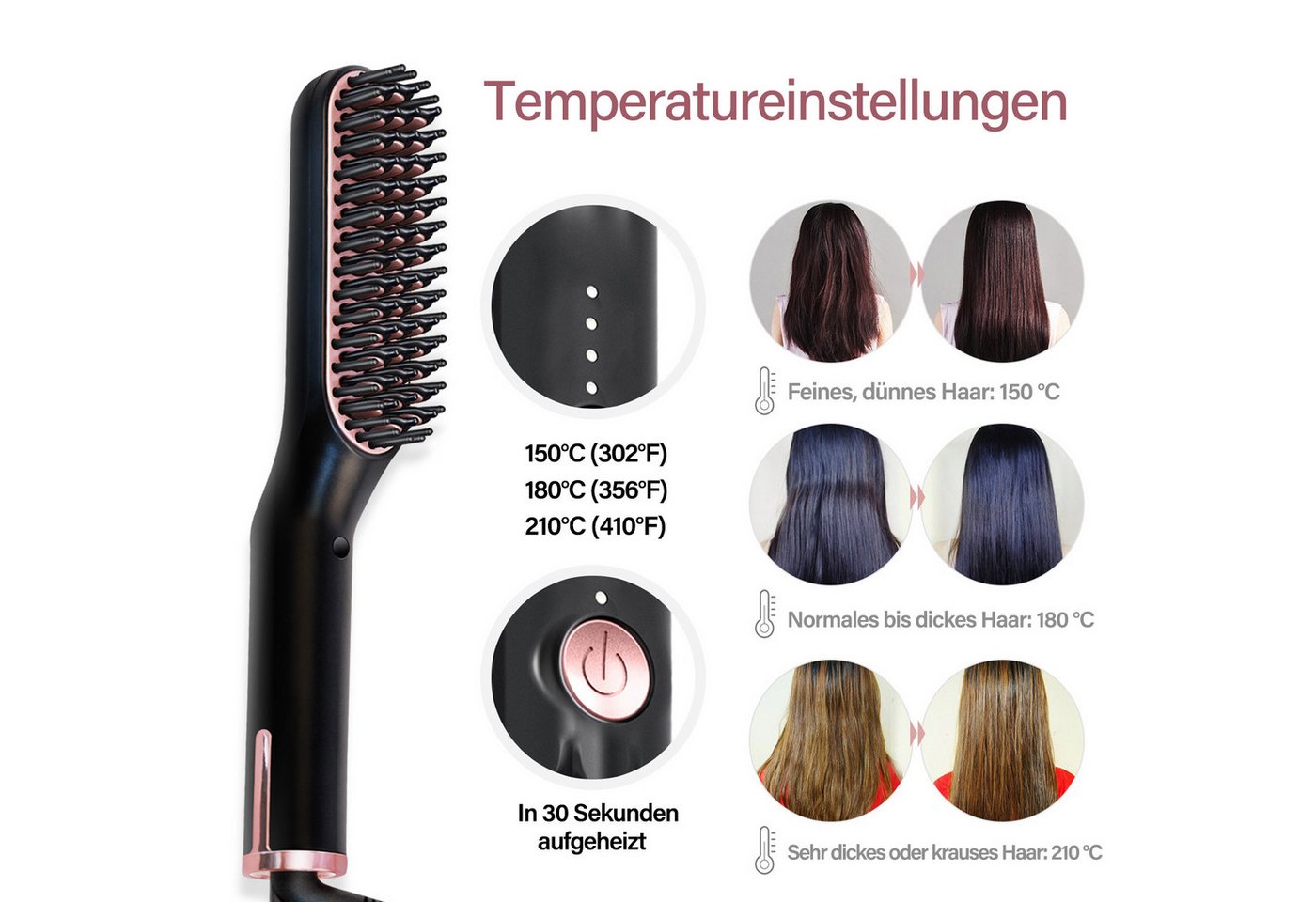 MOPUEA Multihaarstyler 3-in-1 Haarglätter und Bartglätter mit Ionentechnik für Männer, Ionentechnik, Keramikplatten, Schnellaufheizung, ergonomisches Design Bild 5