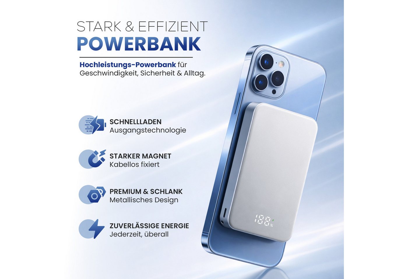 RUHE Wireless Powerbank Magnetisch Magsafe Kompatibel Extern Kabellose Powerbank Power Bank PB 10000 mAh (12 V, 1 St), USB-C 20W für iPhone 17 Pro Max/17 Pro/16/15 Pro Max/Pro/14/13/12 Bild 5