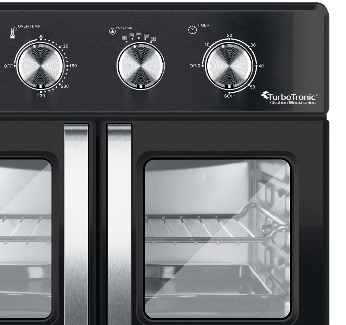 TurboTronic by Z-Line Minibackofen 1700 W 32 l Mini Backofen Airfryer Umluft Grill Drehspieß Pizzaofen, Tischbackofen, kleiner Backofen, Mini Ofen, Heißluftfritteuse, Toaster