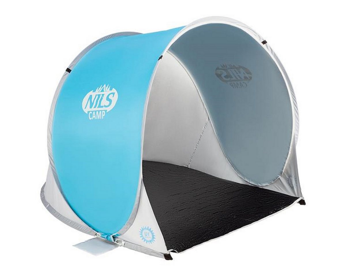 NILS CAMP Strandmuschel NC3173 (UV-Schutz, selbstaufbauend) 140x110x110cm blau/grau Bild 3