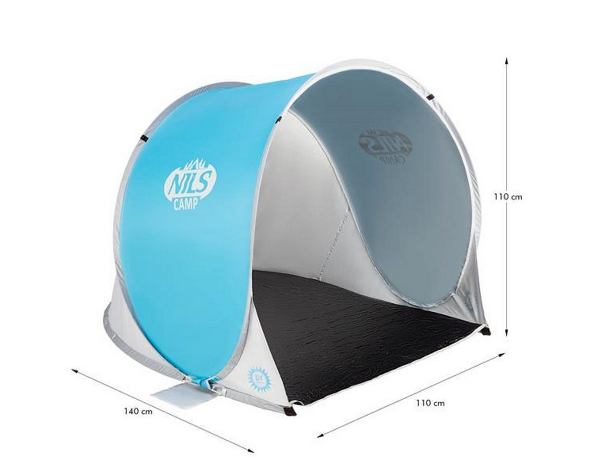 NILS CAMP Strandmuschel NC3173 (UV-Schutz, selbstaufbauend) 140x110x110cm blau/grau Bild 4