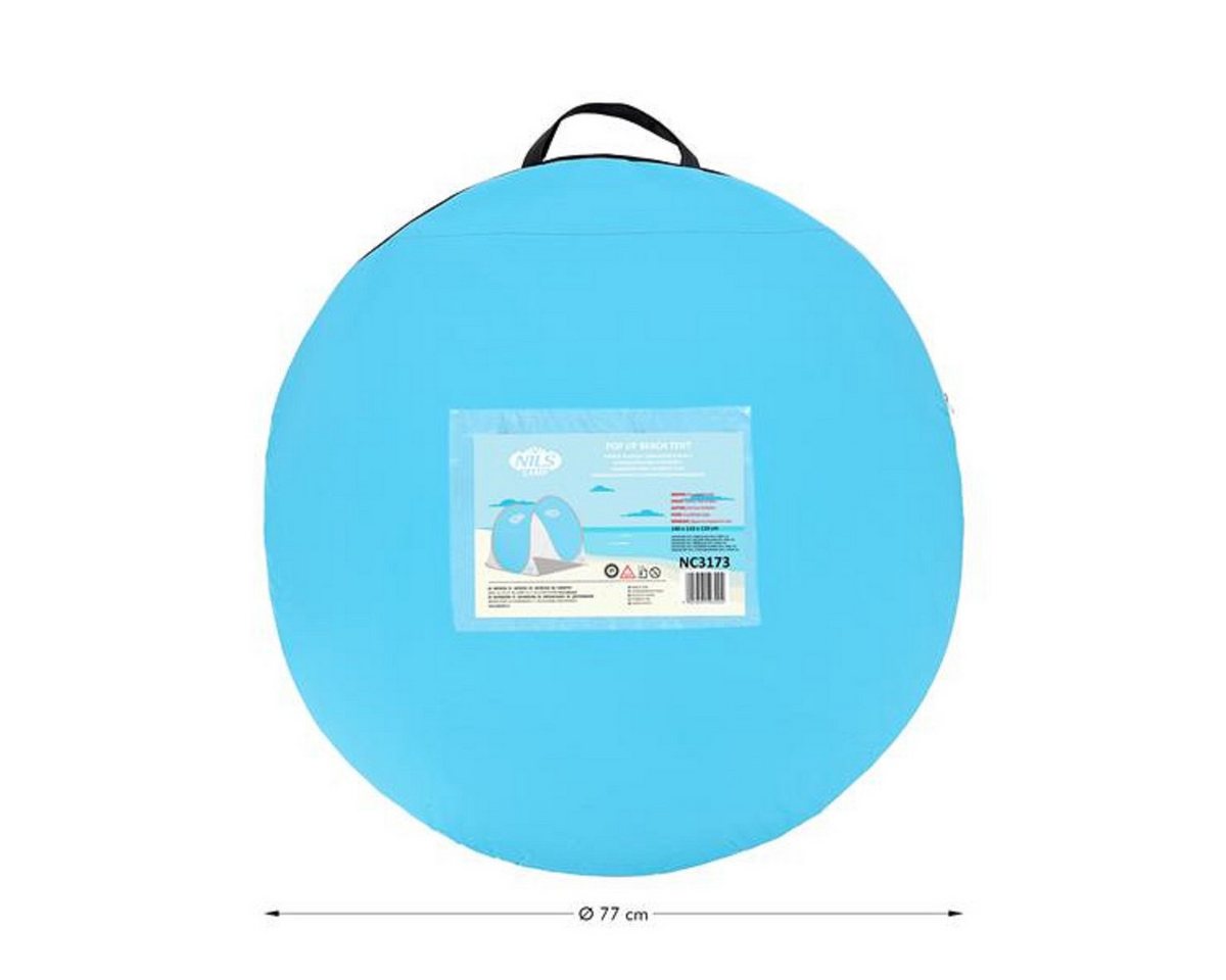 NILS CAMP Strandmuschel NC3173 (UV-Schutz, selbstaufbauend) 140x110x110cm blau/grau Bild 5