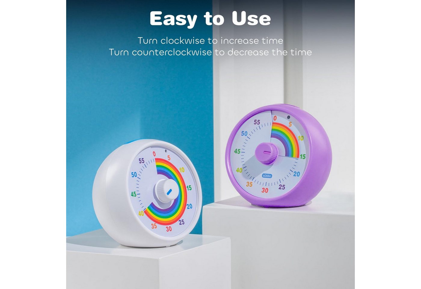 FELIXLEO Küchentimer Visueller Timer für Kinder, 60-Minuten Countdown für (Lila) Bild 3