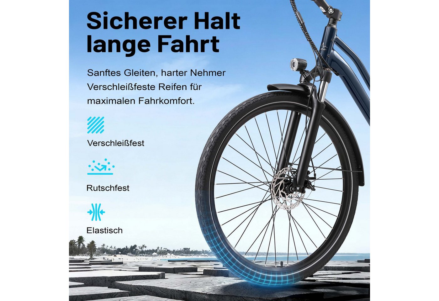 Vankel E-Bike Urban-7 E-Fahrrad Damen u. Herren 460WH Pedelec, 36V 70 km Reichweite, Heckmotor, 460,8 Wh, Shimano,Scheibenbremsen, Kettenschaltung Bild 2