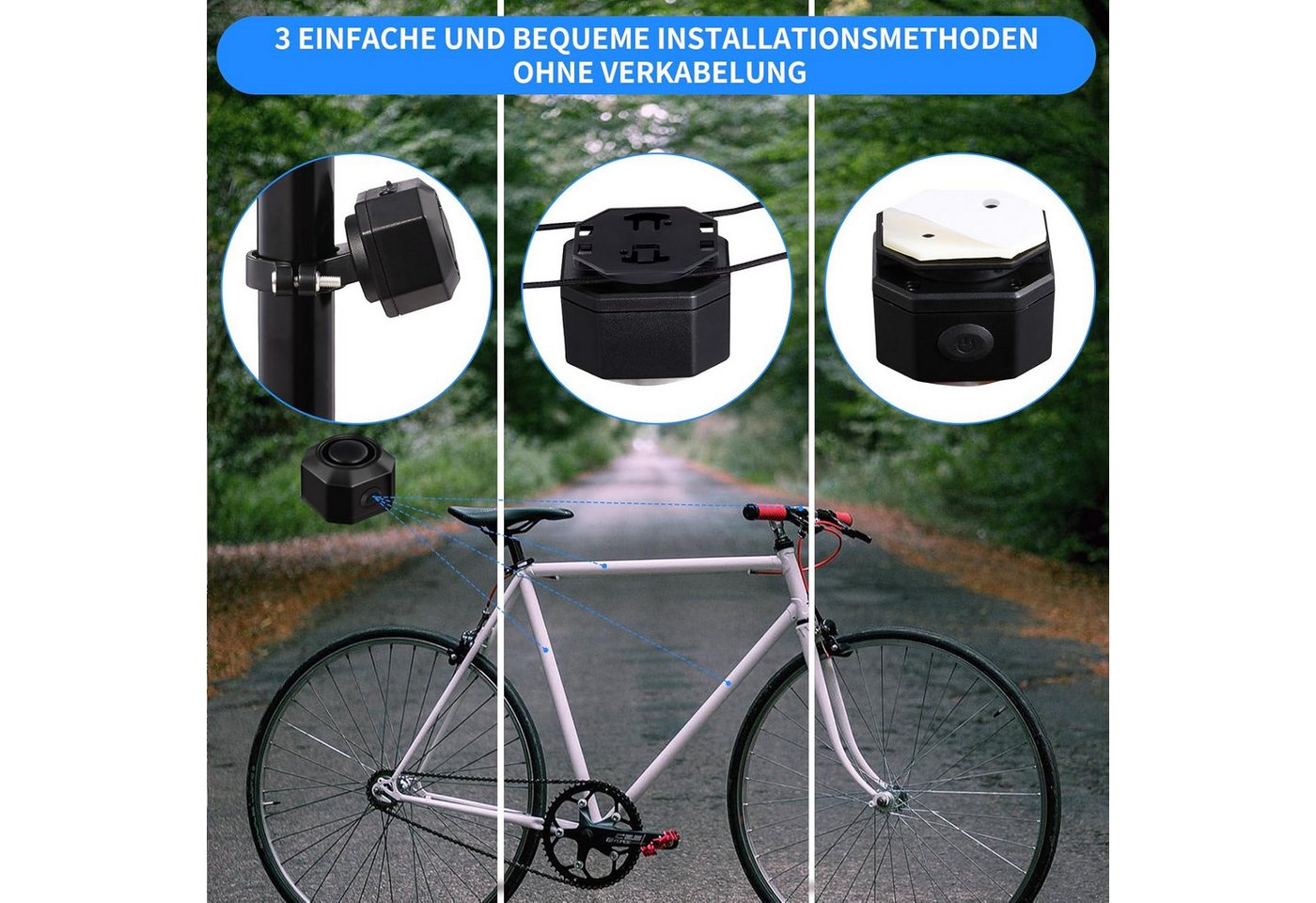 Forrlite Alarmschloss, Fahrrad Alarmanlage, fahrrad zubehör mit Fernbedienung Drahtlose (USB-C Wasserdicht Motorrad Fahrrad Tracker Diebstahlschutz Anti-Diebstahl-Vibration Scooter Roller Alarmanlage Bike Alarm)