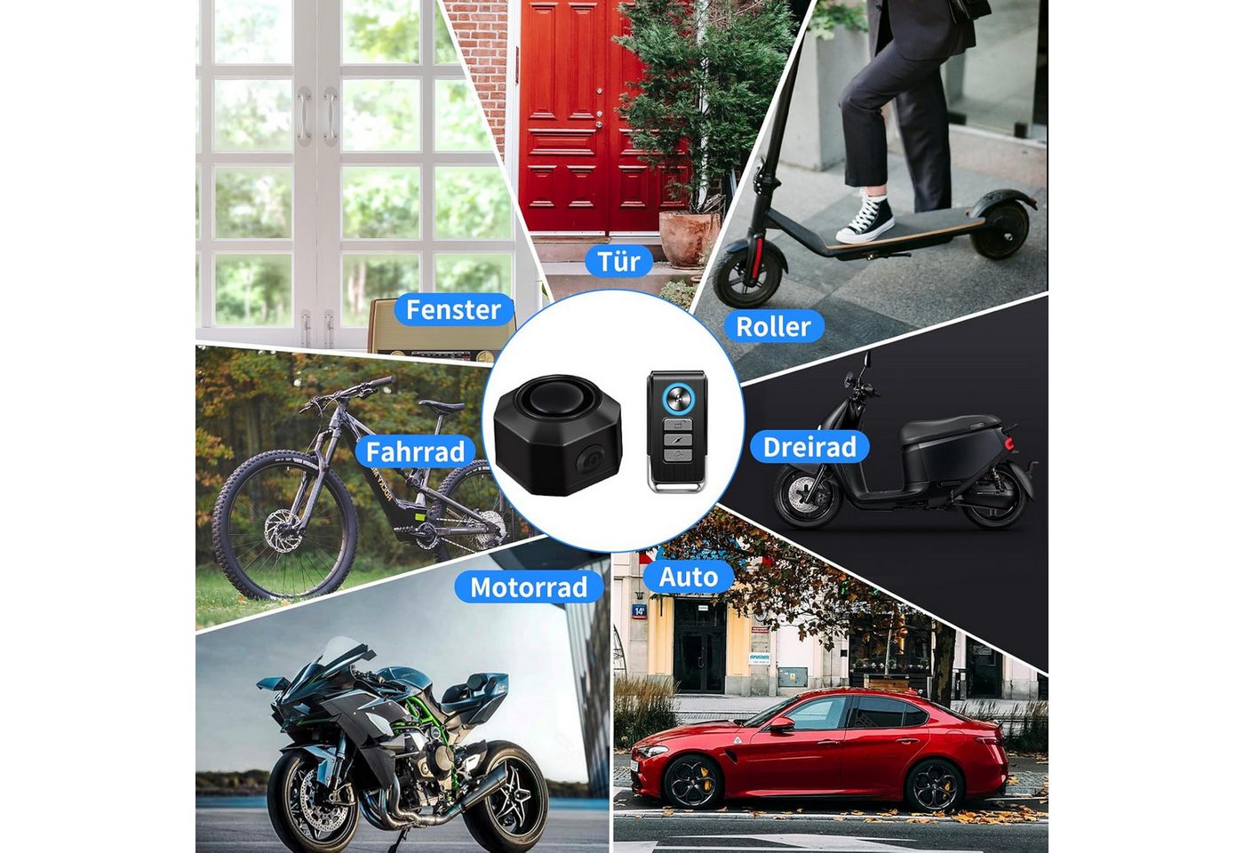Forrlite Alarmschloss, Fahrrad Alarmanlage, fahrrad zubehör mit Fernbedienung Drahtlose (USB-C Wasserdicht Motorrad Fahrrad Tracker Diebstahlschutz Anti-Diebstahl-Vibration Scooter Roller Alarmanlage Bike Alarm) Bild 2