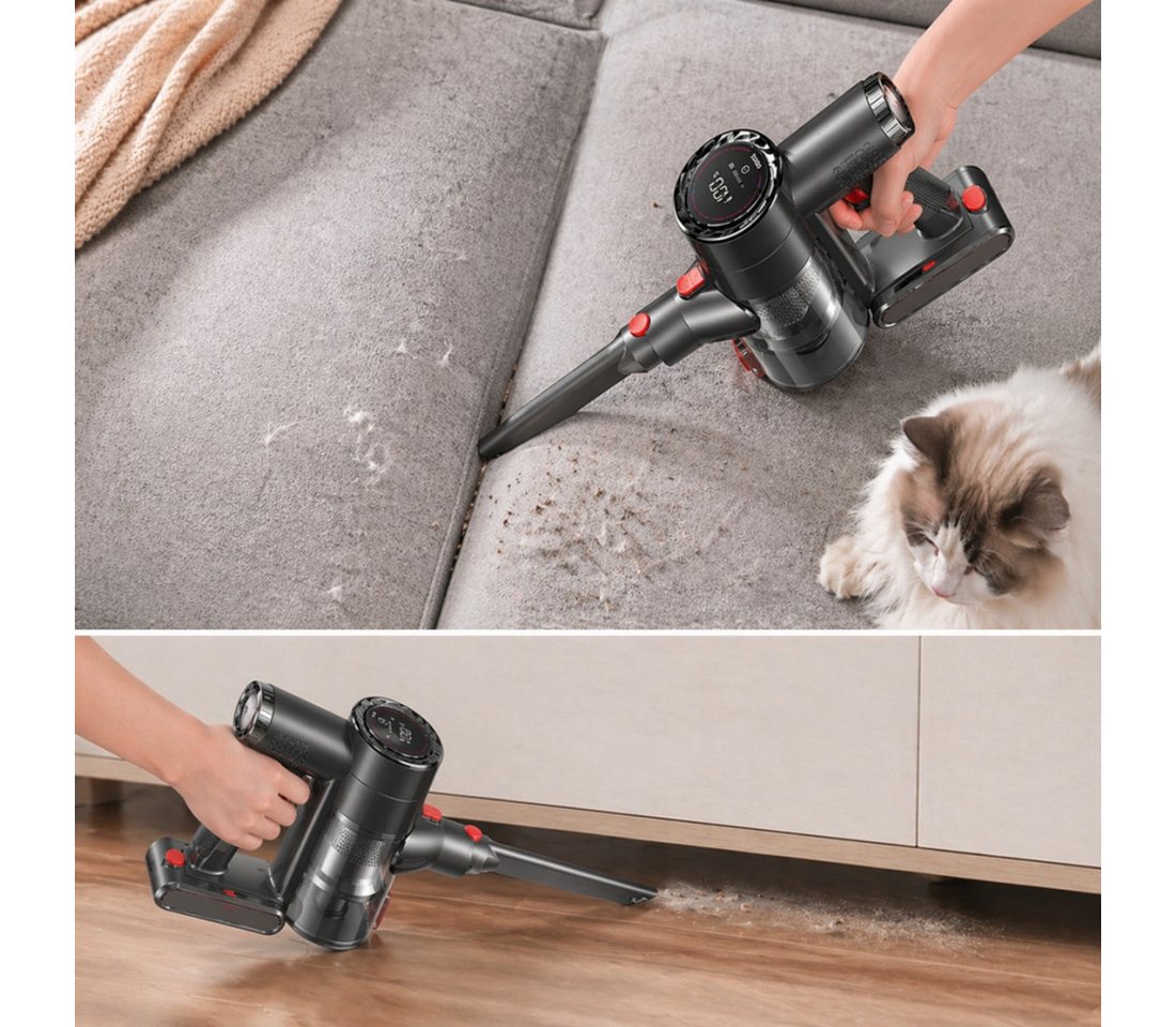 PRASKY Akku-Hand-und Stielstaubsauger Kabelloser Tierhaar Staubsauger für Sofa, Kleidung & Teppich, 550 W, mit Beutel, Staubsauger Kabellos Bild 3