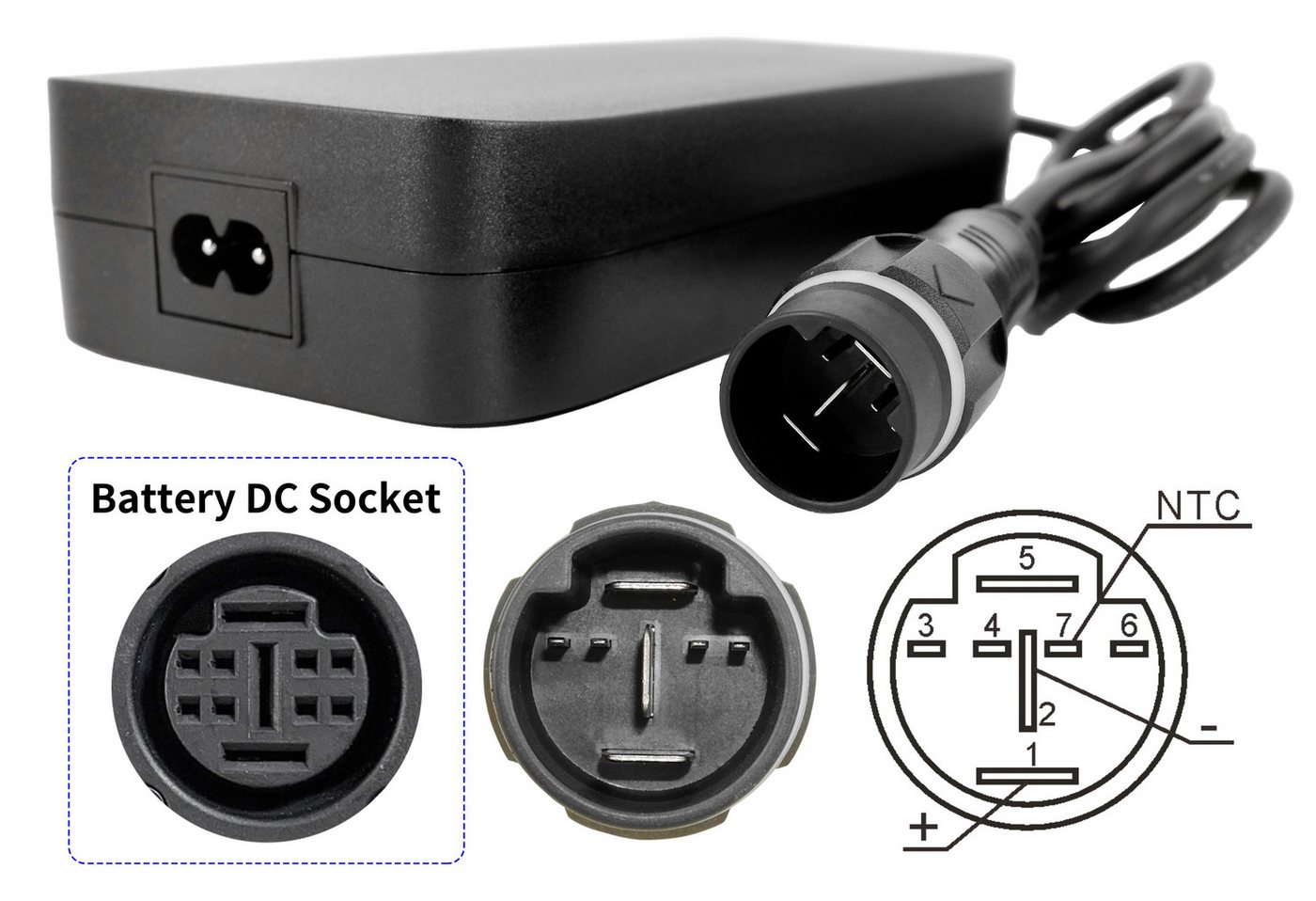 PowerSmart Batterie-Ladegerät (42V 4A Netzteil für 36V Simplo In-Tube E-Bike Akkus (630Wh - i720Wh) mit Yamaha Drive) Bild 5