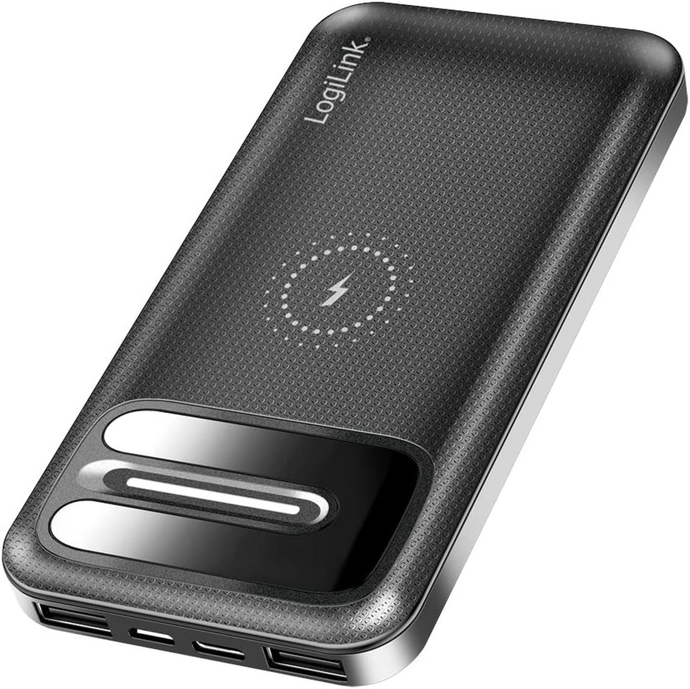 LogiLink Powerbank 8000mAh Qi USB C kabellos LED Ladeanzeige schwarz Powerbank Powerbank mit Qi Ladefunktion 8000 mAh (5 V), Qi Laden USB C LED Anzeige 3 Geräte gleichzeitig kompakt schwarz Bild 4