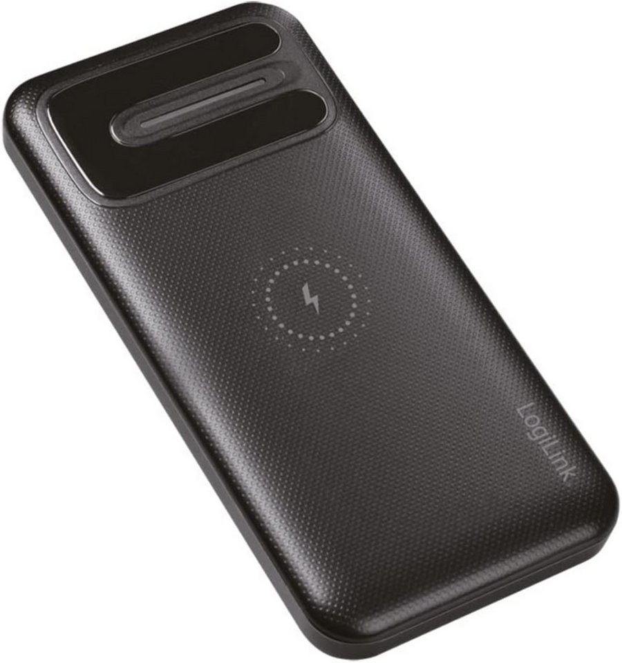 LogiLink Powerbank 8000mAh Qi USB C kabellos LED Ladeanzeige schwarz Powerbank Powerbank mit Qi Ladefunktion 8000 mAh (5 V), Qi Laden USB C LED Anzeige 3 Geräte gleichzeitig kompakt schwarz Bild 5