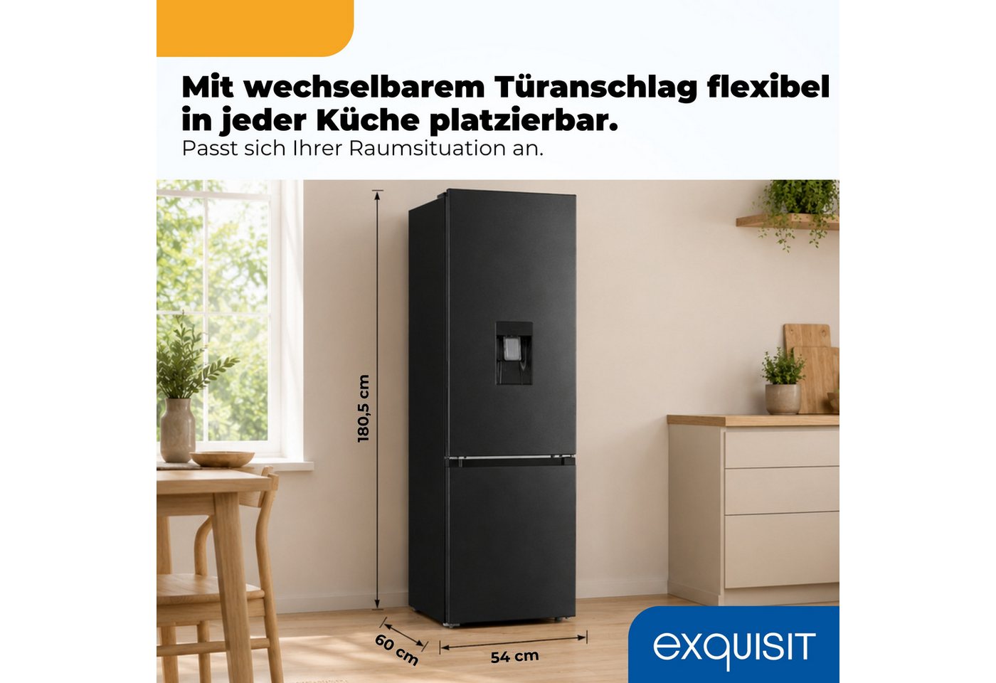 exquisit Kühl-/Gefrierkombination KGC5265-70-NF-WS-040C, 180,5 cm hoch, 54 cm breit, 251 l Nutzinhalt, LED Beleuchtung, Energieklasse C, 39 dB Bild 3