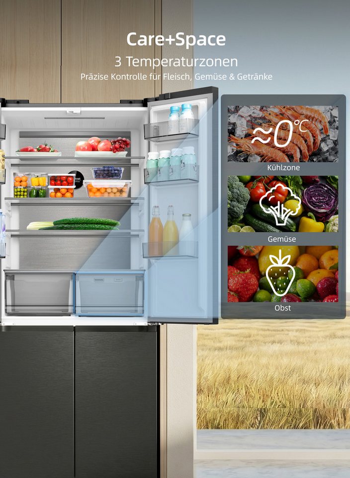 CHiQ Multi Door Einbau CCD460NGE, 192 cm hoch, 79 cm breit, Total No Frost, Display auf der Tür Bild 5
