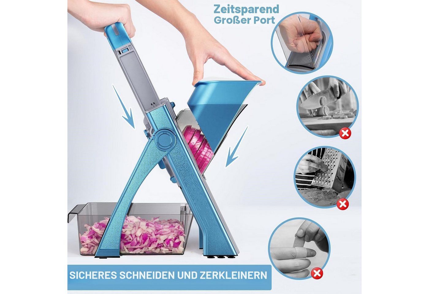 KingLux Gemüseschneider Gemüseschneider, Verstellbar Gemüsehobel Mandoline Vegetable Slicer