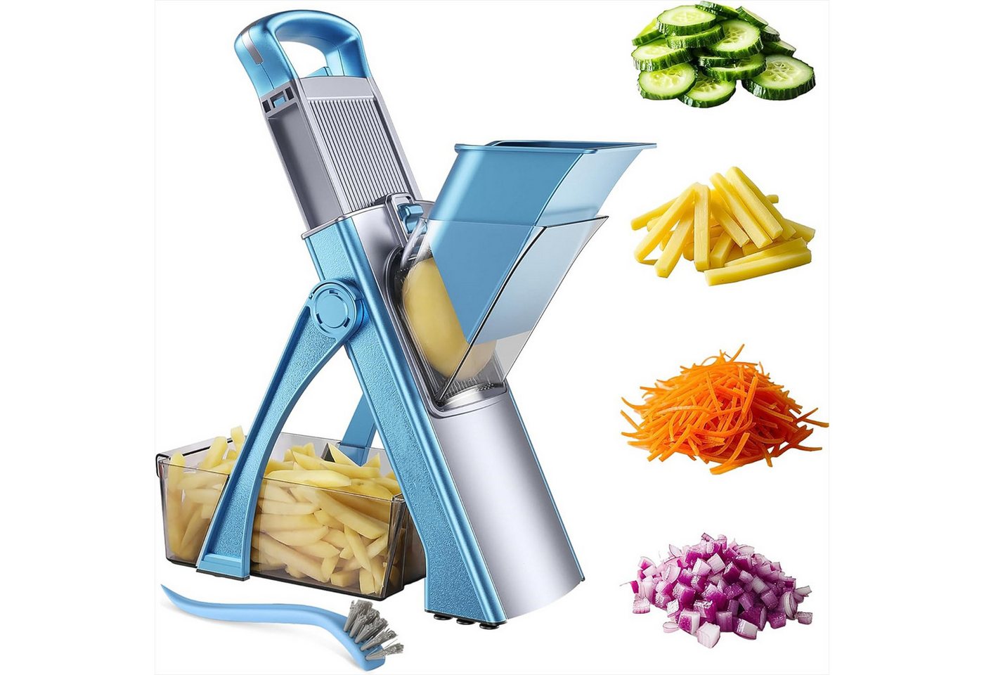KingLux Gemüseschneider Gemüseschneider, Verstellbar Gemüsehobel Mandoline Vegetable Slicer Bild 2