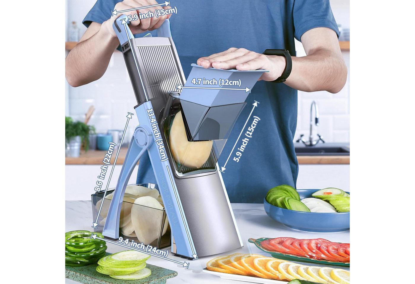 KingLux Gemüseschneider Gemüseschneider, Verstellbar Gemüsehobel Mandoline Vegetable Slicer Bild 3