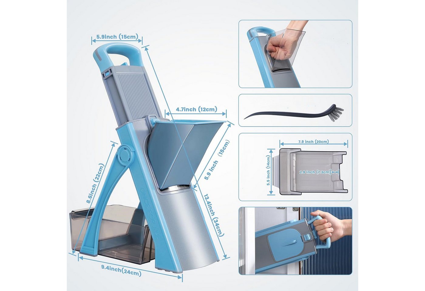 KingLux Gemüseschneider Gemüseschneider, Verstellbar Gemüsehobel Mandoline Vegetable Slicer Bild 5