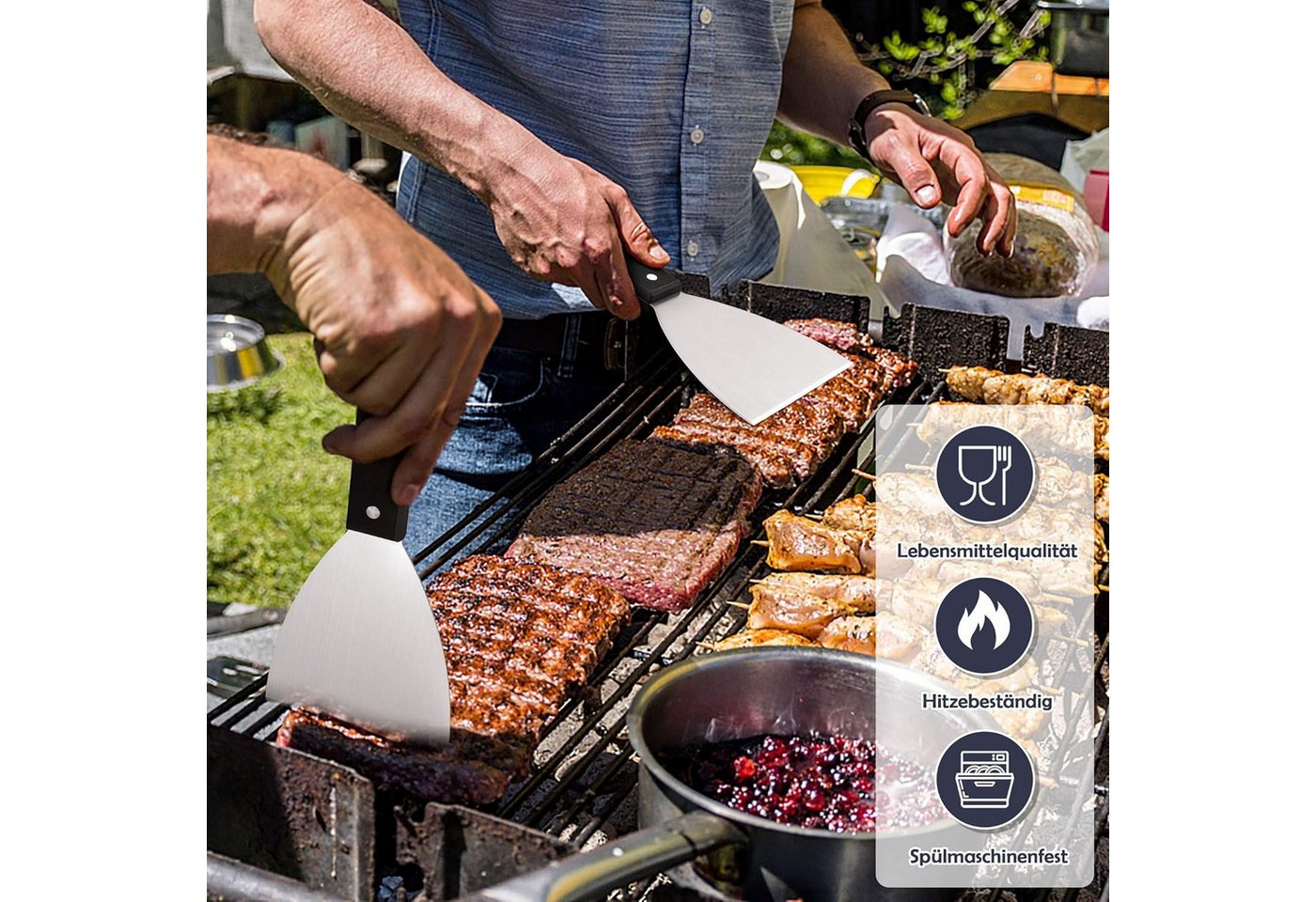 FELIXLEO Gemüseschneider 2er Set Grillspachtel Plancha Edelstahl Bild 2