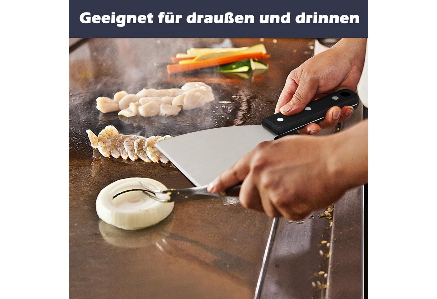 FELIXLEO Gemüseschneider 2er Set Grillspachtel Plancha Edelstahl Bild 3