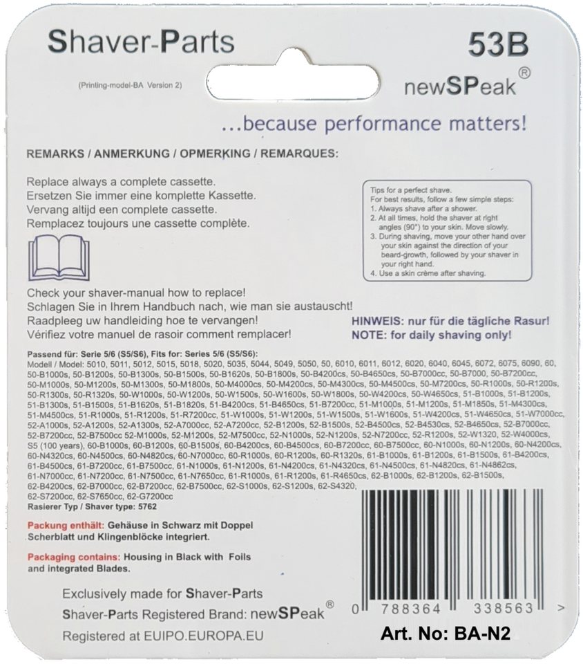 Scanpart Ersatzscherköpfe 53B, Kompatibel mit Braun 53B Serie 5/6 Schwarz Bild 2