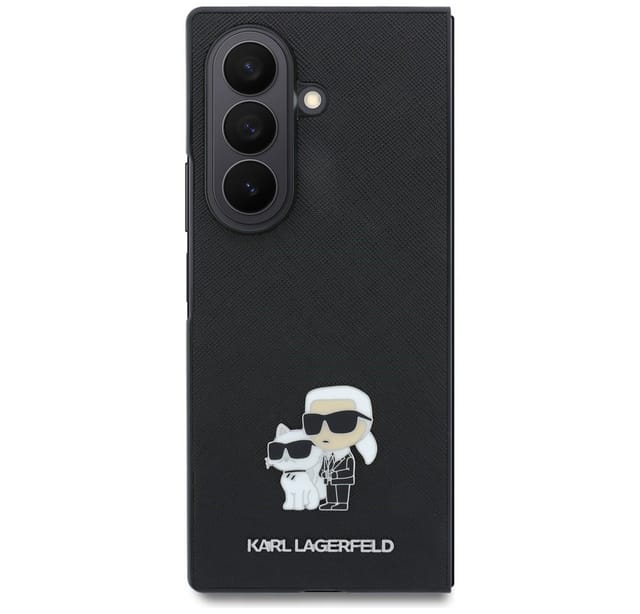 KARL LAGERFELD Handyhülle Galaxy Z Fold 8 Ultra Case Kunstleder Saffiano Schwarz 8 Zoll, Kantenschutz