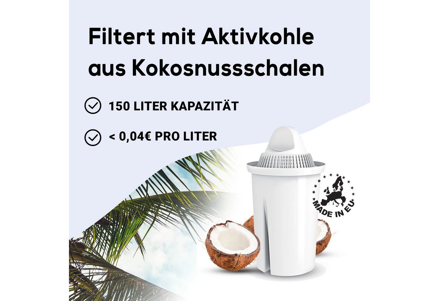 PerloPur Wasserfilter Glas Rot Inkl. 12 Universal Filterkartuschen, Zubehör für Brita Classic u. PearlCo Classic