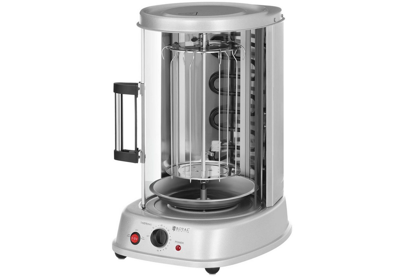 Royal Catering Dönergrill Vertikalgrill 3in1 Kombi Edelstahl Tischgrill Hähnchengrill Schaschlik, 1500 W