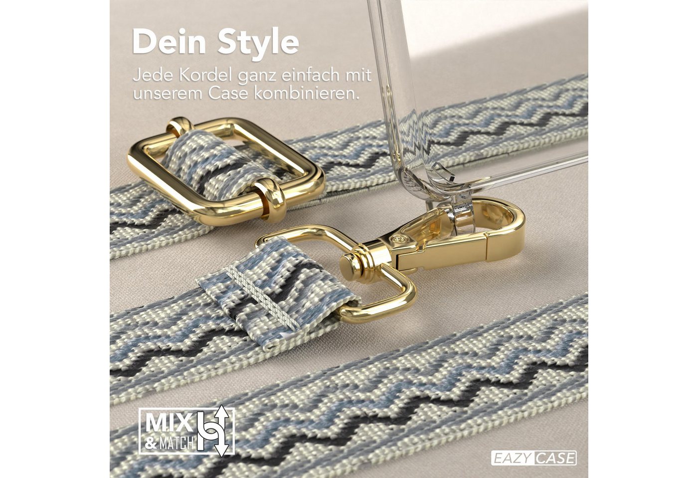 EAZY CASE Handykette Boho Umhängeband für Galaxy A52 / A52 5G / A52s 5G 6,5 Zoll, Backcover Handyhülle zum Umhängen Ersatzkordel Handy Tasche Hellblau Bild 2