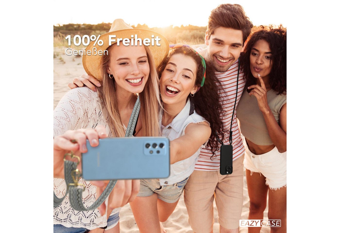 EAZY CASE Handykette Boho Umhängeband für Galaxy A52 / A52 5G / A52s 5G 6,5 Zoll, Backcover Handyhülle zum Umhängen Ersatzkordel Handy Tasche Hellblau Bild 4