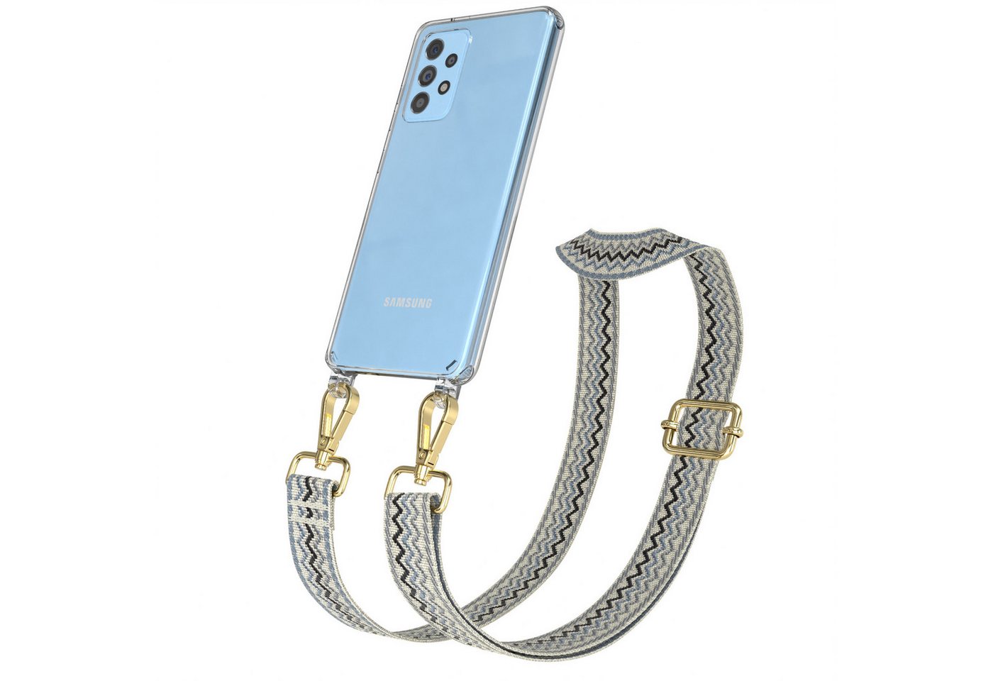EAZY CASE Handykette Boho Umhängeband für Galaxy A52 / A52 5G / A52s 5G 6,5 Zoll, Backcover Handyhülle zum Umhängen Ersatzkordel Handy Tasche Hellblau Bild 5