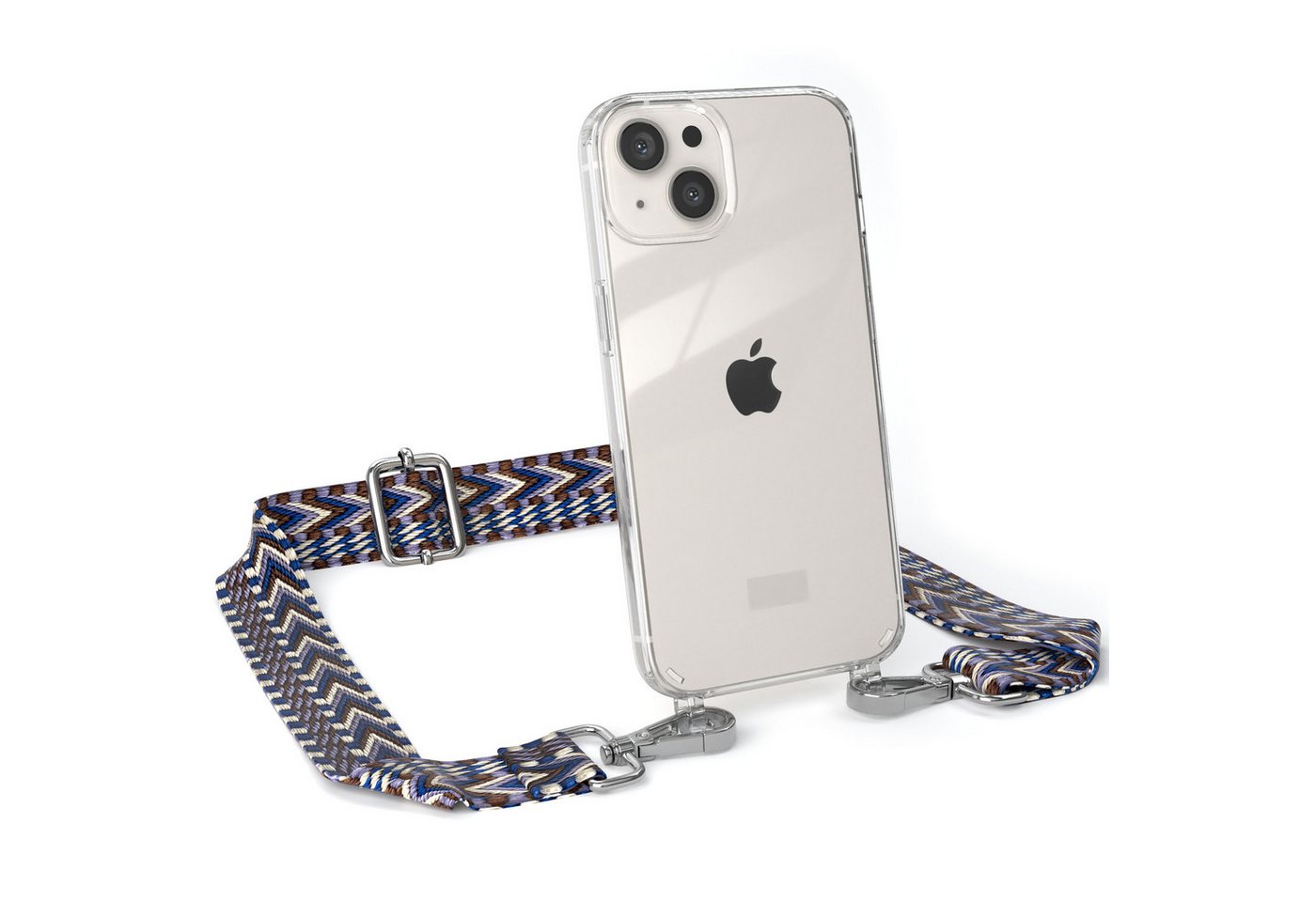 EAZY CASE Handykette Boho Umhängeband für Apple iPhone 13 6,1 Zoll, Handyband zum Wechseln geflochtenes Taschenband Festivalbag Boho Blau Bild 5