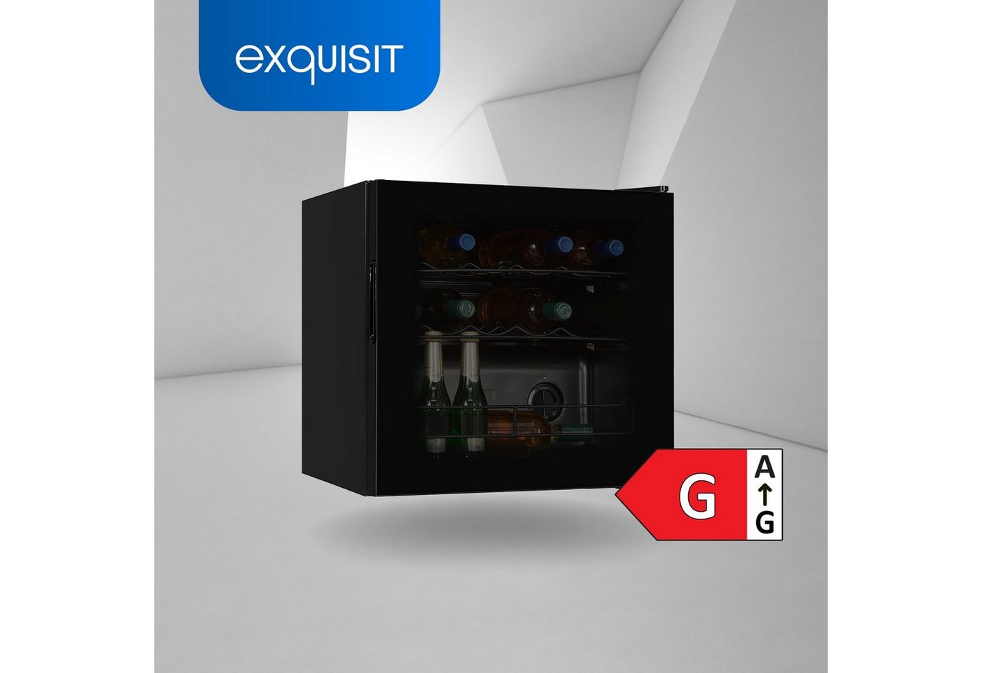 exquisit Weinkühlschrank WS1-12-GT-030G, für 14 Standardflaschen á 0,75l, klein und kompakt, platzsparende Lagerung Ihrer Weine Bild 5